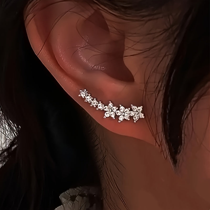 Boucles d'oreilles élégantes en strass à fleurs