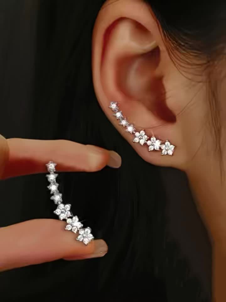 Boucles d'oreilles élégantes en strass à fleurs
