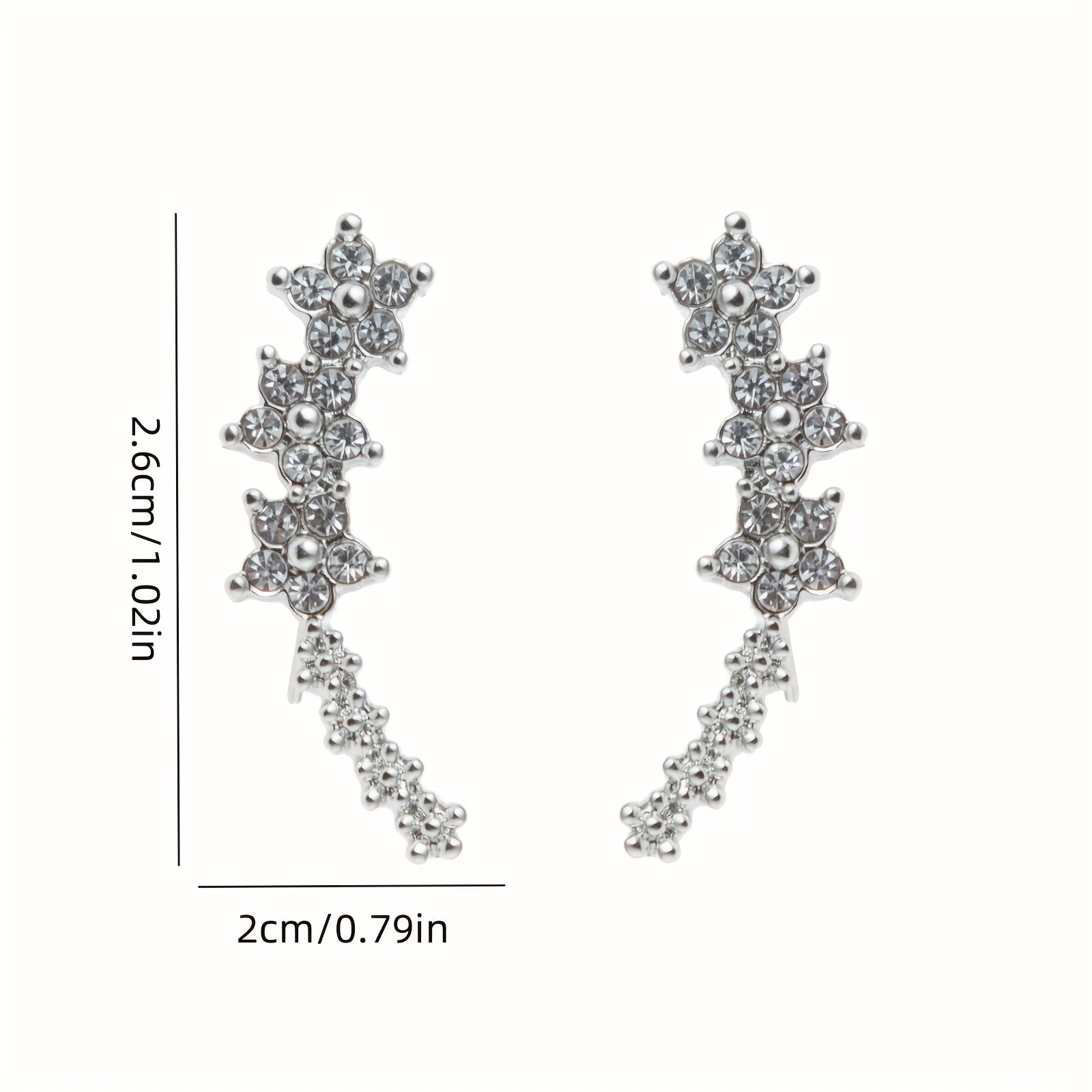 Boucles d'oreilles élégantes en strass à fleurs