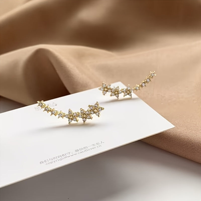 Boucles d'oreilles élégantes en strass à fleurs