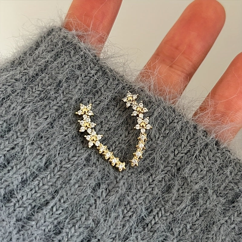 Boucles d'oreilles élégantes en strass à fleurs