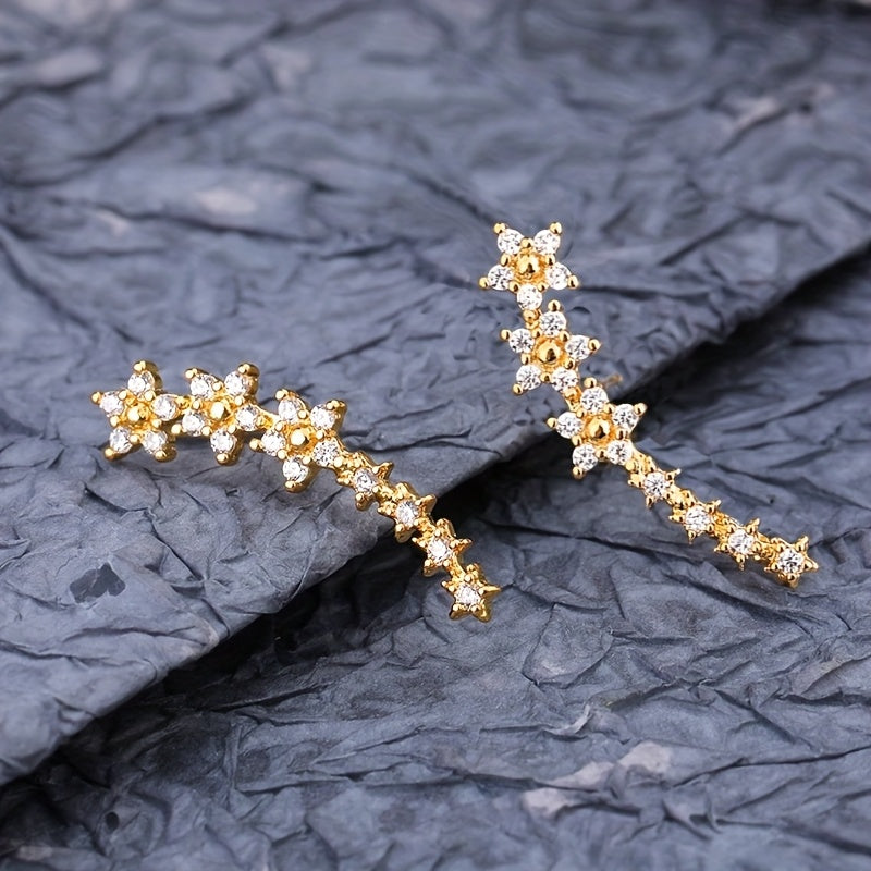 Boucles d'oreilles élégantes en strass à fleurs