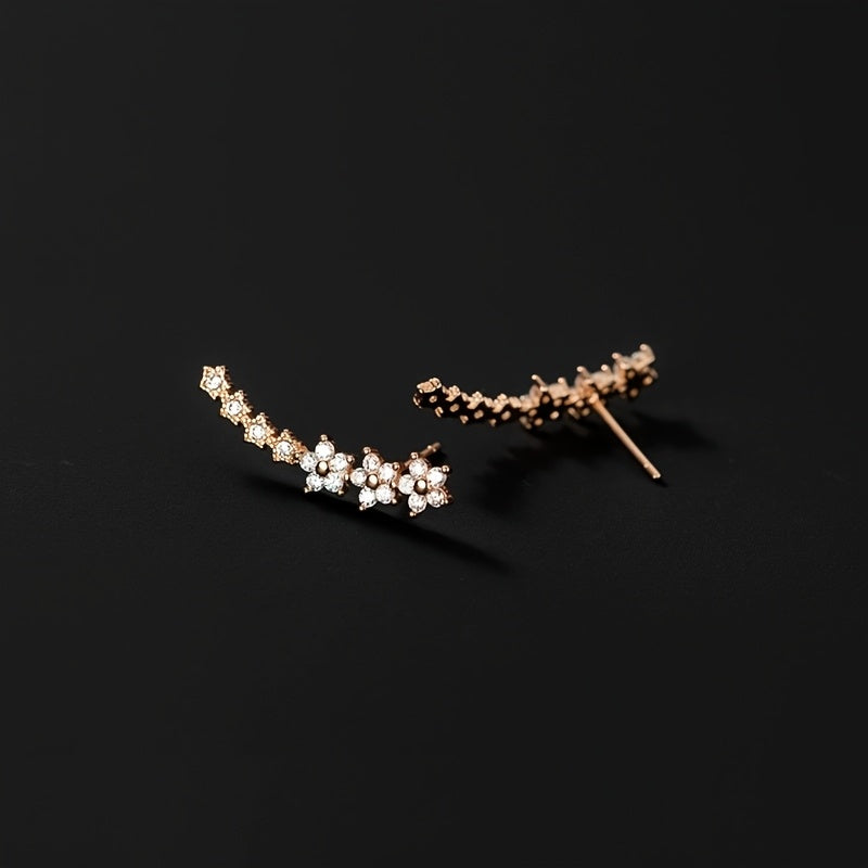 Boucles d'oreilles élégantes en strass à fleurs