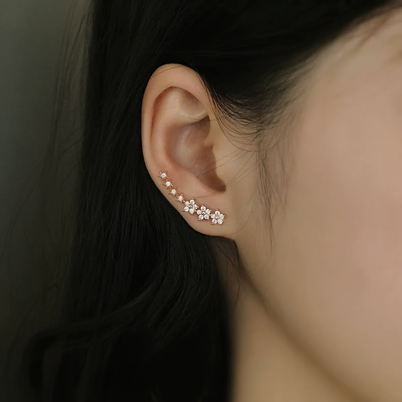 Boucles d'oreilles élégantes en strass à fleurs